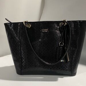 GUESS Black Embossed Tote Bag